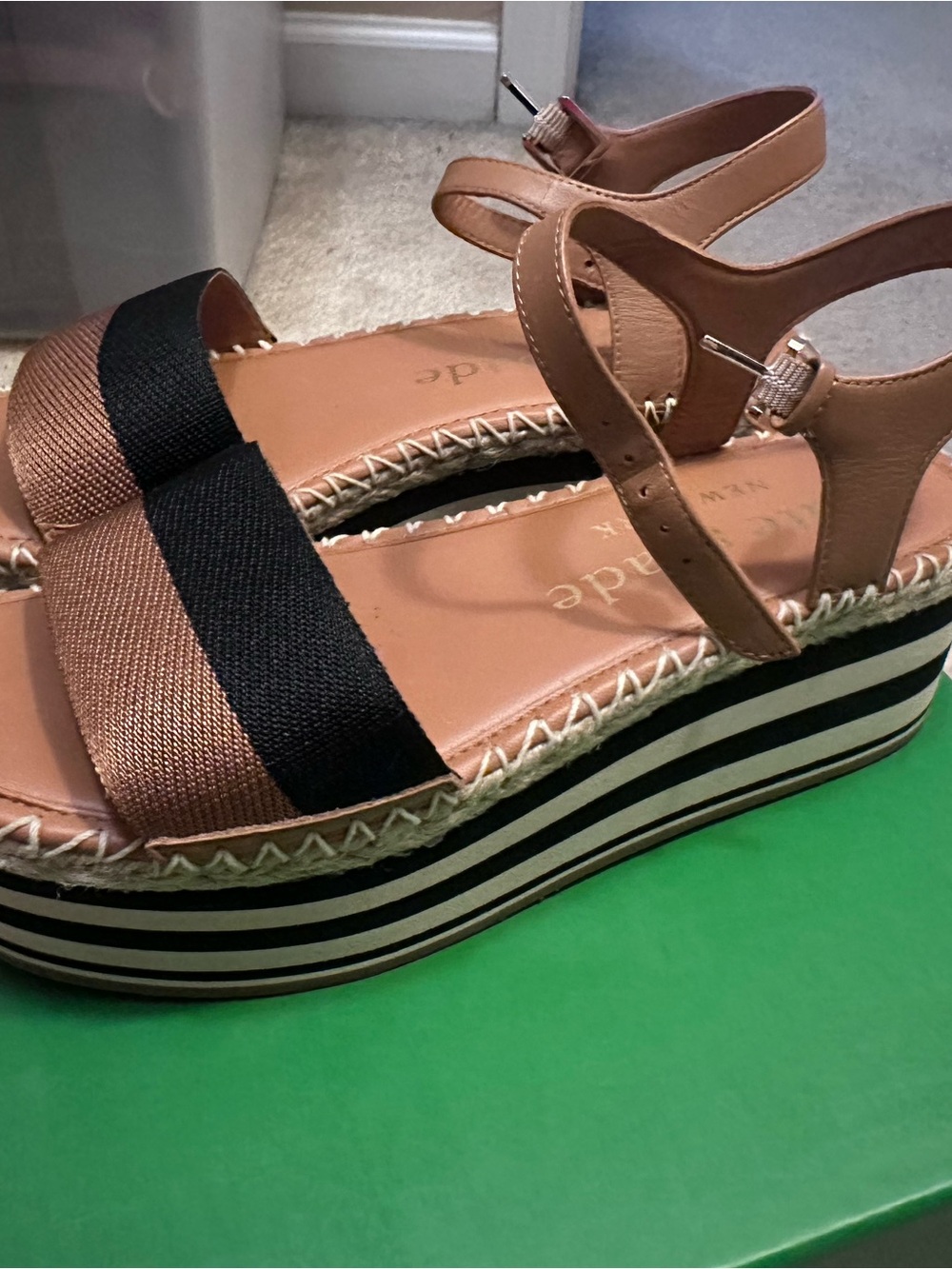 Kate Spade wedge Sandals in Tan and Black